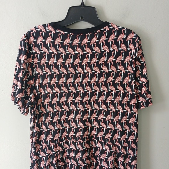 Boden Size 14R Lucinda Jersey Midi Dress Flamingos Short Sleeve Pockets Stretch - Picture 12 of 14
